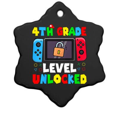 4th Grade Level Unlocked Back To School First Day Gamer Boy Ceramic Star Ornament