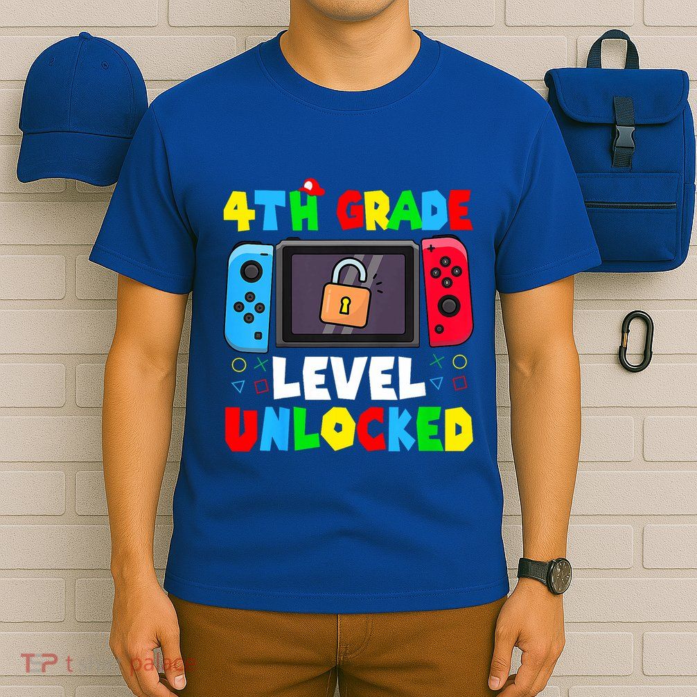 4th Grade Level Unlocked Back To School First Day Gamer Boy T-Shirt