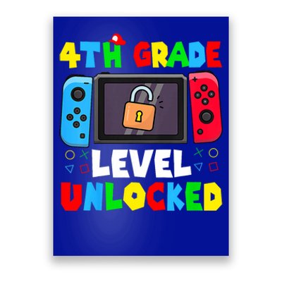 4th Grade Level Unlocked Back To School First Day Gamer Boy Poster