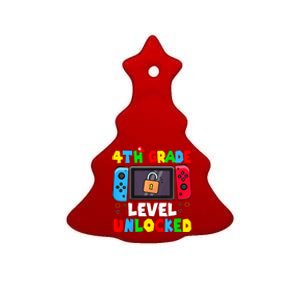 4th Grade Level Unlocked Back To School First Day Gamer Boy Ceramic Tree Ornament