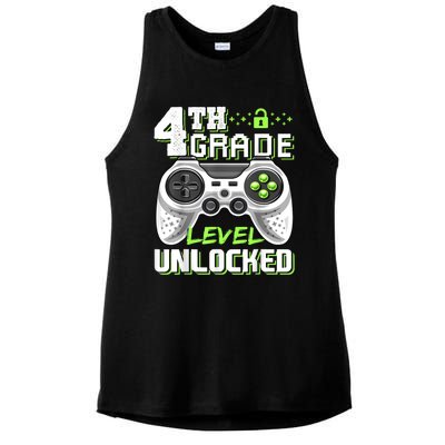 4th Grade Level Unlocked Video Game Back To School Boy Ladies PosiCharge Tri-Blend Wicking Tank