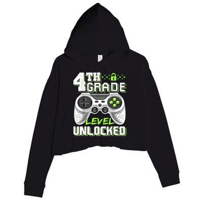 4th Grade Level Unlocked Video Game Back To School Boy Crop Fleece Hoodie