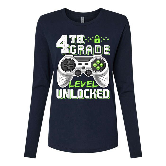 4th Grade Level Unlocked Video Game Back To School Boy Womens Cotton Relaxed Long Sleeve T-Shirt