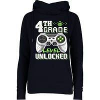 4th Grade Level Unlocked Video Game Back To School Boy Womens Funnel Neck Pullover Hood