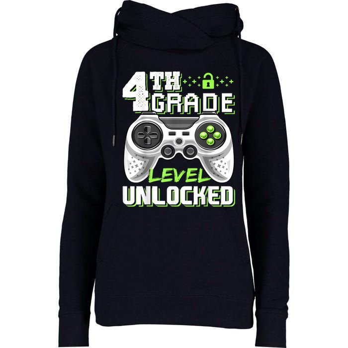 4th Grade Level Unlocked Video Game Back To School Boy Womens Funnel Neck Pullover Hood