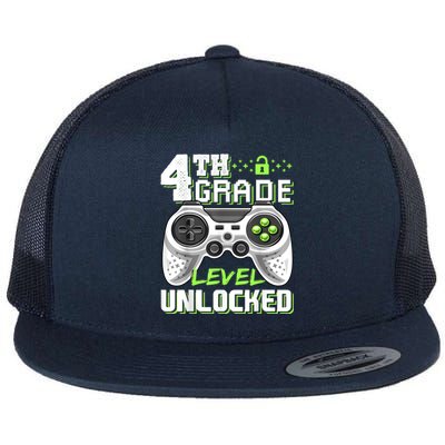 4th Grade Level Unlocked Video Game Back To School Boy Flat Bill Trucker Hat