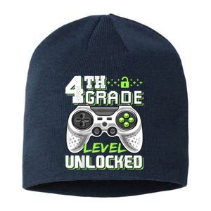 4th Grade Level Unlocked Video Game Back To School Boy Sustainable Beanie