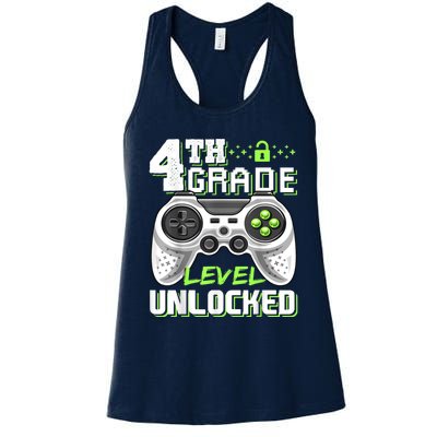 4th Grade Level Unlocked Video Game Back To School Boy Women's Racerback Tank