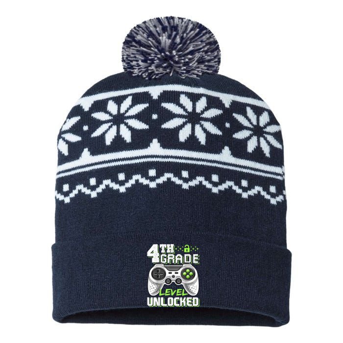 4th Grade Level Unlocked Video Game Back To School Boy USA-Made Snowflake Beanie