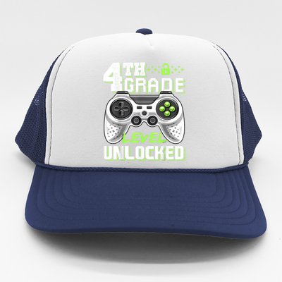 4th Grade Level Unlocked Video Game Back To School Boy Trucker Hat