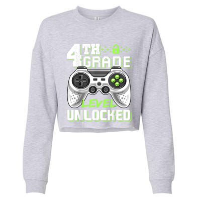 4th Grade Level Unlocked Video Game Back To School Boy Cropped Pullover Crew