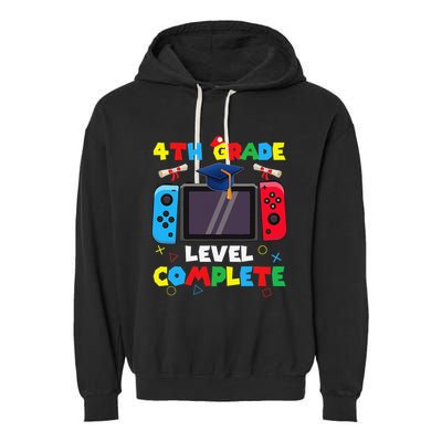 4th Grade Level Complete Graduation Class Of 2024 Boy Gamer Garment-Dyed Fleece Hoodie