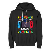 4th Grade Level Complete Graduation Class Of 2024 Boy Gamer Garment-Dyed Fleece Hoodie