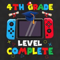 4th Grade Level Complete Graduation Class Of 2024 Boy Gamer Garment-Dyed Fleece Hoodie