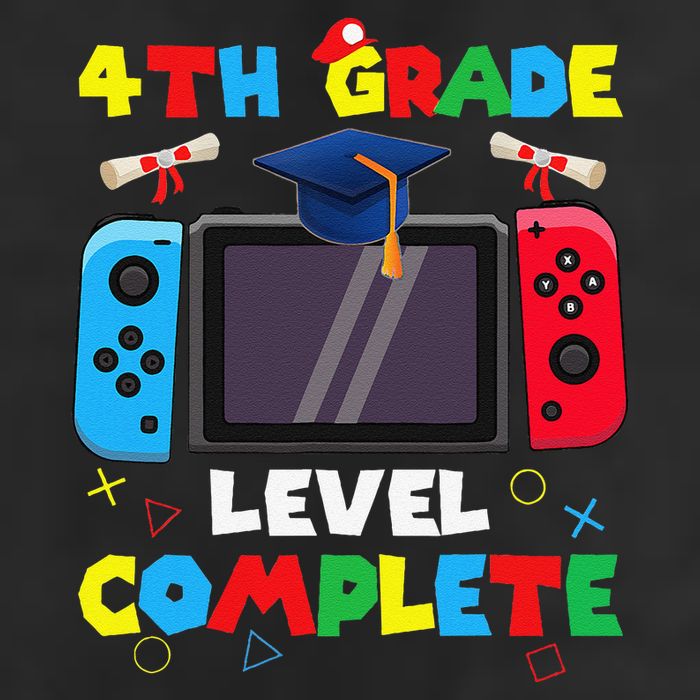 4th Grade Level Complete Graduation Class Of 2024 Boy Gamer Garment-Dyed Fleece Hoodie