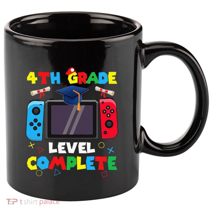 4th Grade Level Complete Graduation Class Of 2024 Boy Gamer 11oz C Handle Ceramic Mug