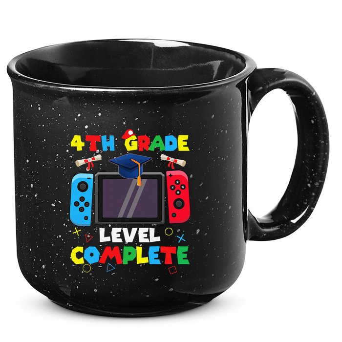4th Grade Level Complete Graduation Class Of 2024 Boy Gamer 15oz Campfire Ceramic Mug