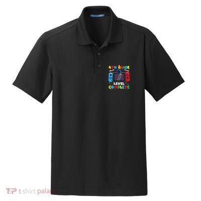 4th Grade Level Complete Graduation Class Of 2024 Boy Gamer Dry Zone Grid Polo