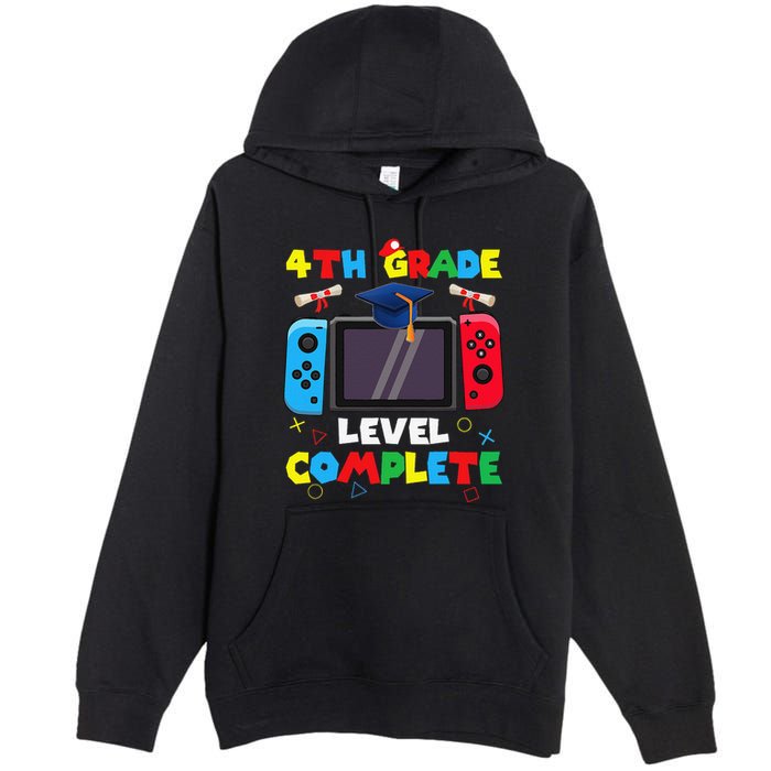 4th Grade Level Complete Graduation Class Of 2024 Boy Gamer Premium Pullover Hoodie