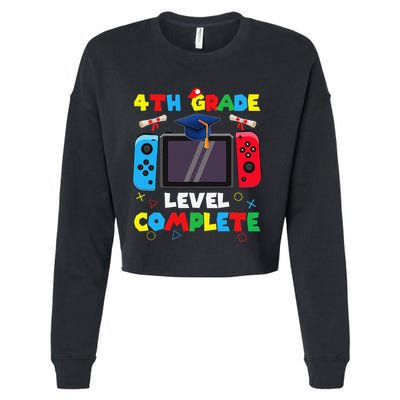 4th Grade Level Complete Graduation Class Of 2024 Boy Gamer Cropped Pullover Crew
