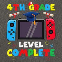 4th Grade Level Complete Graduation Class Of 2024 Boy Gamer Cotton Canvas Backpack