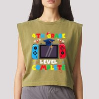 4th Grade Level Complete Graduation Class Of 2024 Boy Gamer Garment-Dyed Women's Muscle Tee