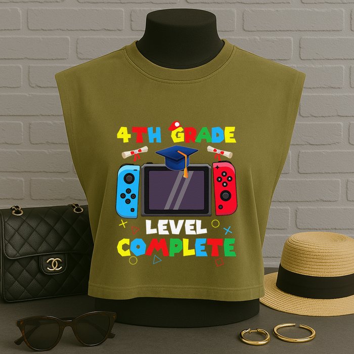 4th Grade Level Complete Graduation Class Of 2024 Boy Gamer Garment-Dyed Women's Muscle Tee
