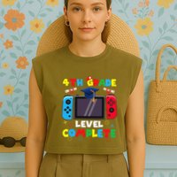 4th Grade Level Complete Graduation Class Of 2024 Boy Gamer Garment-Dyed Women's Muscle Tee