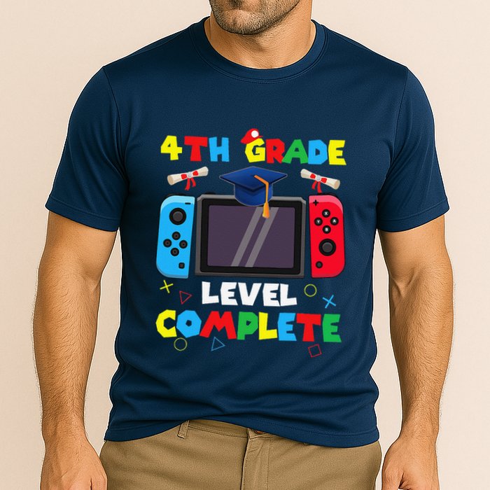 4th Grade Level Complete Graduation Class Of 2024 Boy Gamer Performance Shirt