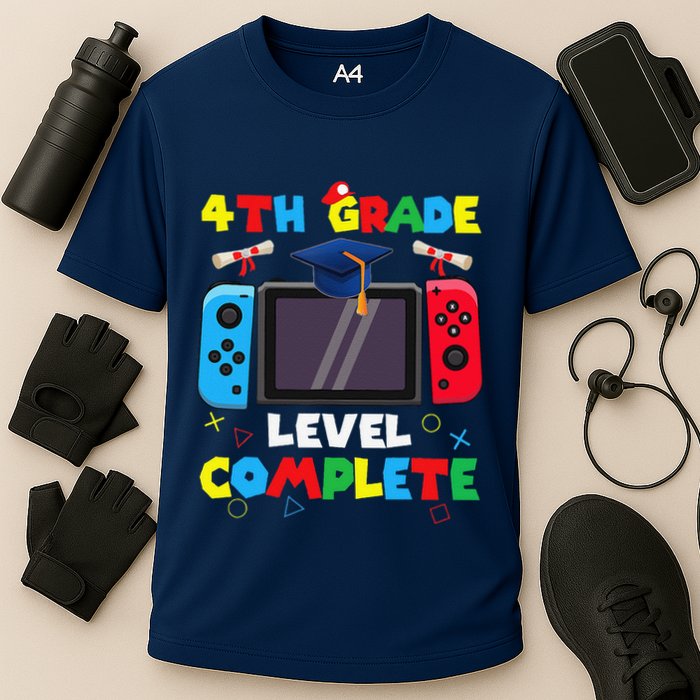 4th Grade Level Complete Graduation Class Of 2024 Boy Gamer Performance Shirt