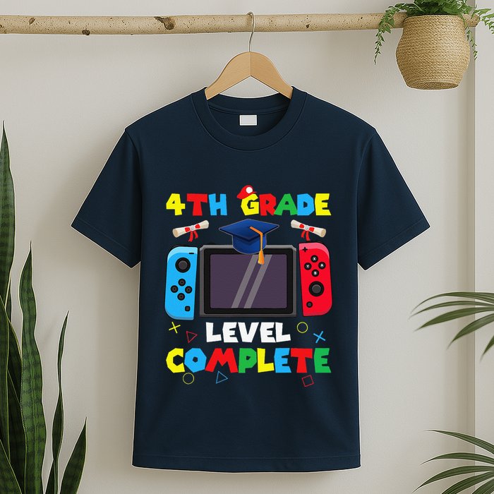 4th Grade Level Complete Graduation Class Of 2024 Boy Gamer T-Shirt