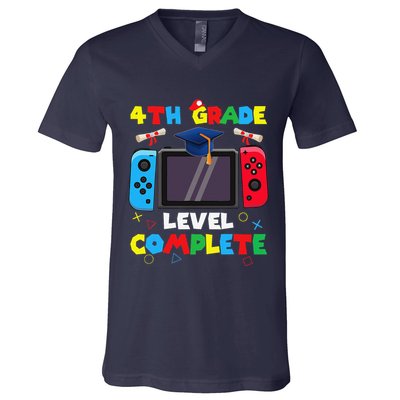 4th Grade Level Complete Graduation Class Of 2024 Boy Gamer V-Neck T-Shirt