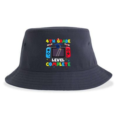 4th Grade Level Complete Graduation Class Of 2024 Boy Gamer Sustainable Bucket Hat