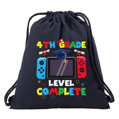 4th Grade Level Complete Graduation Class Of 2024 Boy Gamer Drawstring Bag
