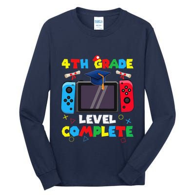 4th Grade Level Complete Graduation Class Of 2024 Boy Gamer Tall Long Sleeve T-Shirt