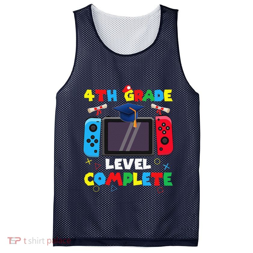 4th Grade Level Complete Graduation Class Of 2024 Boy Gamer Mesh Reversible Basketball Jersey Tank