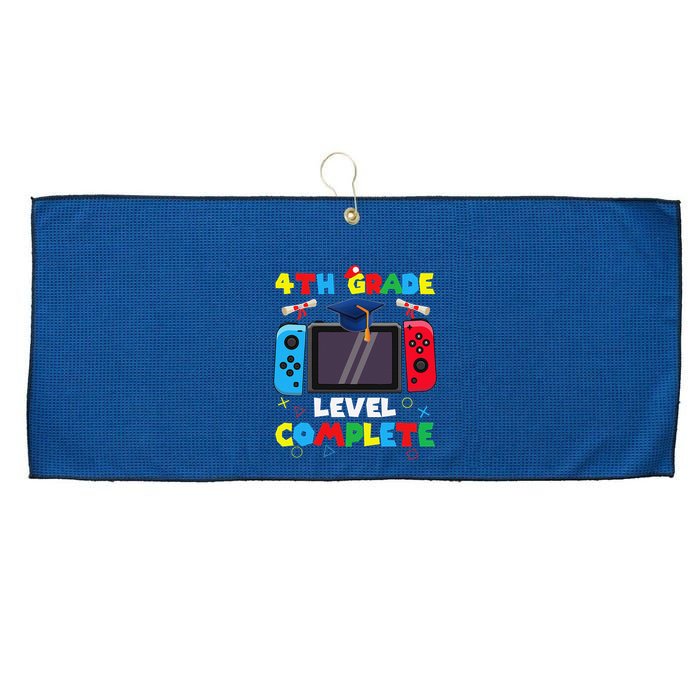 4th Grade Level Complete Graduation Class Of 2024 Boy Gamer Large Microfiber Waffle Golf Towel