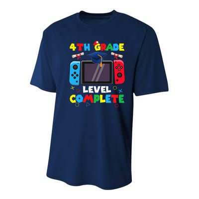 4th Grade Level Complete Graduation Class Of 2024 Boy Gamer Youth Performance Sprint T-Shirt