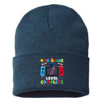 4th Grade Level Complete Graduation Class Of 2024 Boy Gamer Sustainable Knit Beanie