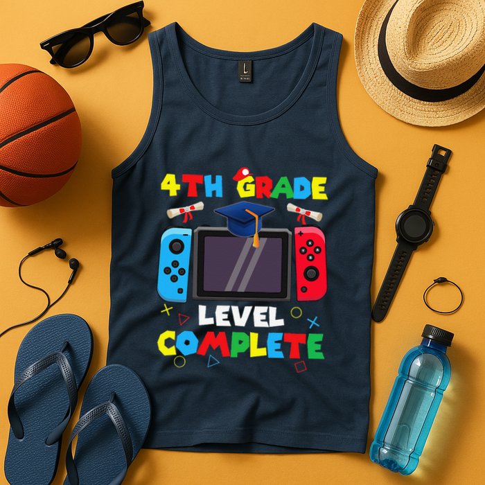 4th Grade Level Complete Graduation Class Of 2024 Boy Gamer Tank Top