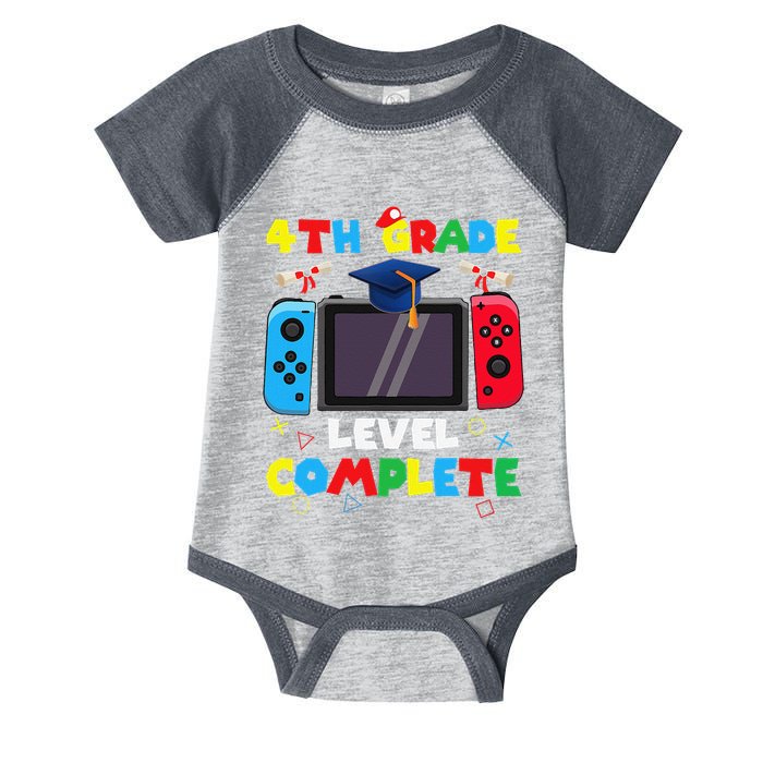 4th Grade Level Complete Graduation Class Of 2024 Boy Gamer Infant Baby Jersey Bodysuit