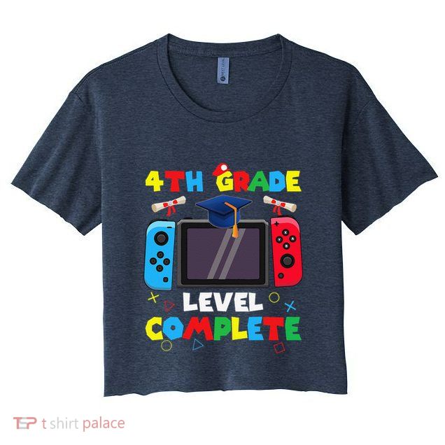 4th Grade Level Complete Graduation Class Of 2024 Boy Gamer Crop Top