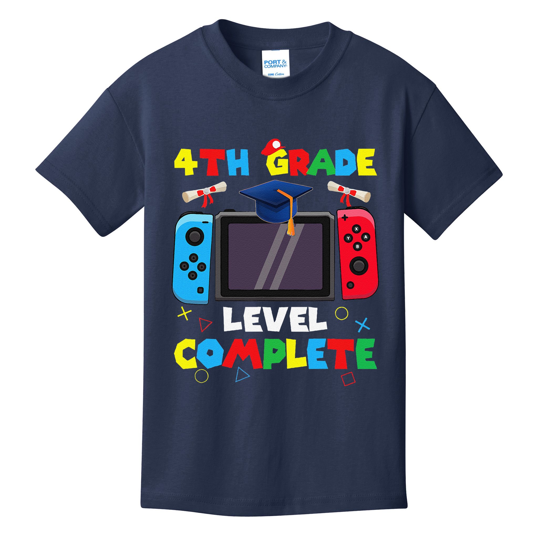 4th Grade Level Complete Graduation Class Of 2024 Boy Gamer Kids T-Shirt