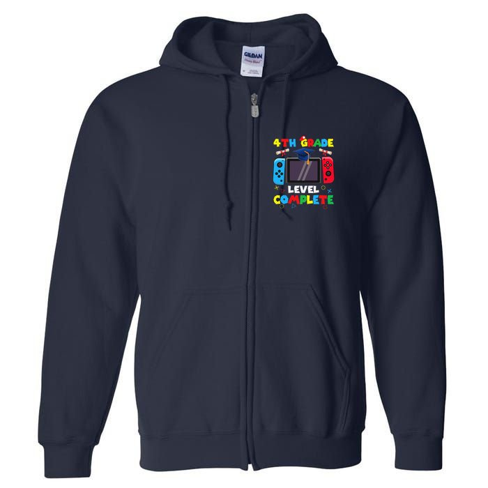 4th Grade Level Complete Graduation Class Of 2024 Boy Gamer Full Zip Hoodie
