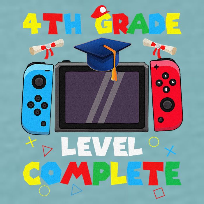 4th Grade Level Complete Graduation Class Of 2024 Boy Gamer Sueded Cloud Jersey T-Shirt