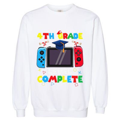 4th Grade Level Complete Graduation Class Of 2024 Boy Gamer Garment-Dyed Sweatshirt