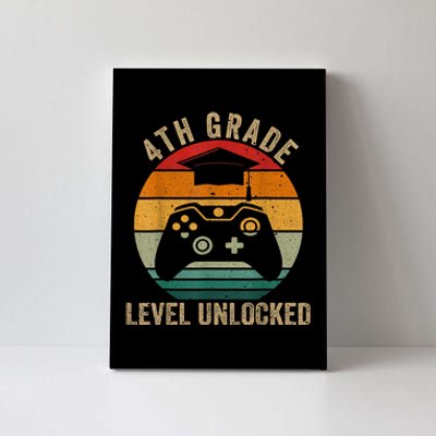 4th Grade Level Unlocked Vintage Back To School Video Gamer Canvas