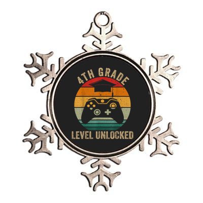 4th Grade Level Unlocked Vintage Back To School Video Gamer Metallic Star Ornament