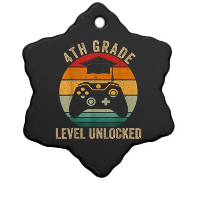 4th Grade Level Unlocked Vintage Back To School Video Gamer Ceramic Star Ornament