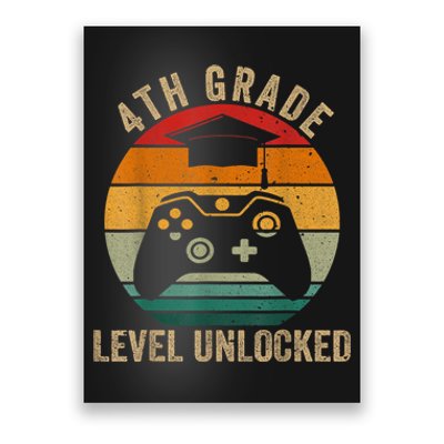 4th Grade Level Unlocked Vintage Back To School Video Gamer Poster